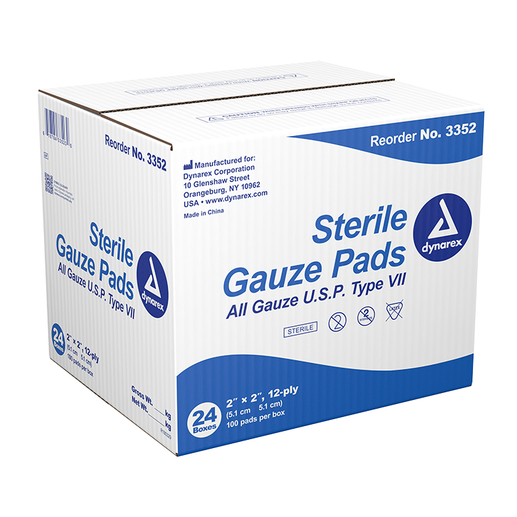 Gauze Pad Sterile 1's, 2"x 2" 12 Ply, 24/100 (2400/Cs)